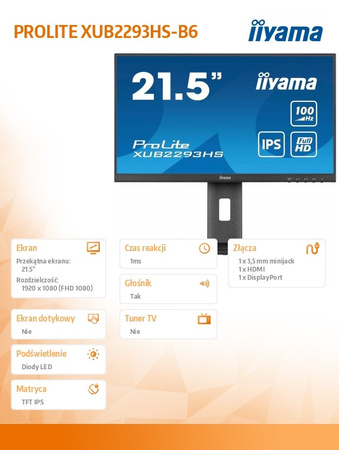 Nowy Monitor IIYAMA Monitor 22 cale XUB2293HS-B6