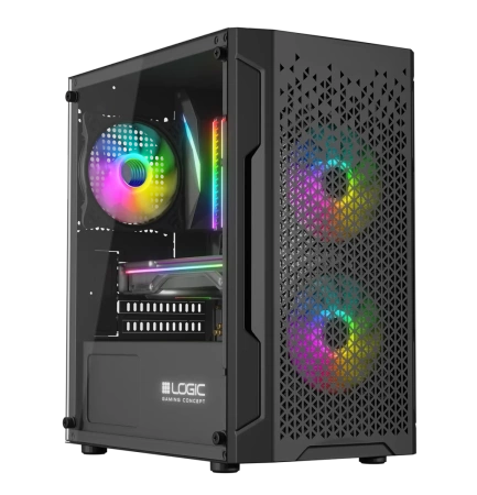 Nowy gamingowy Logic Aramis czarny ARGB MINI AMD Ryzen 5 5600T 3,5 GHz / 16 GB / 480 SSD / Win 11 + Nvidia RTX 3050 [6 GB]